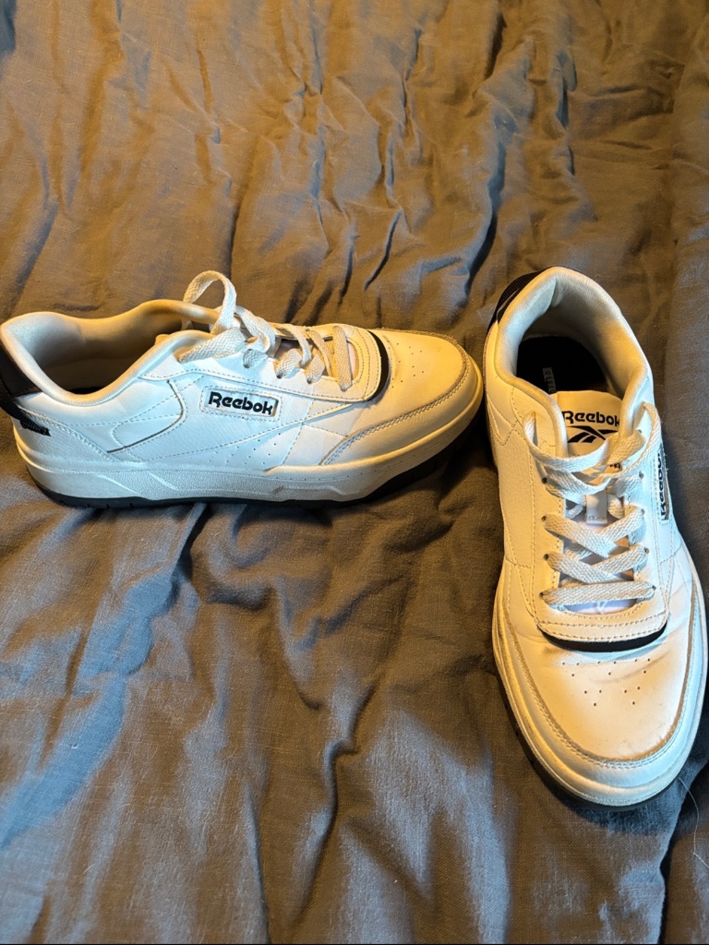 Reebok White Sneakers with Blue Accents